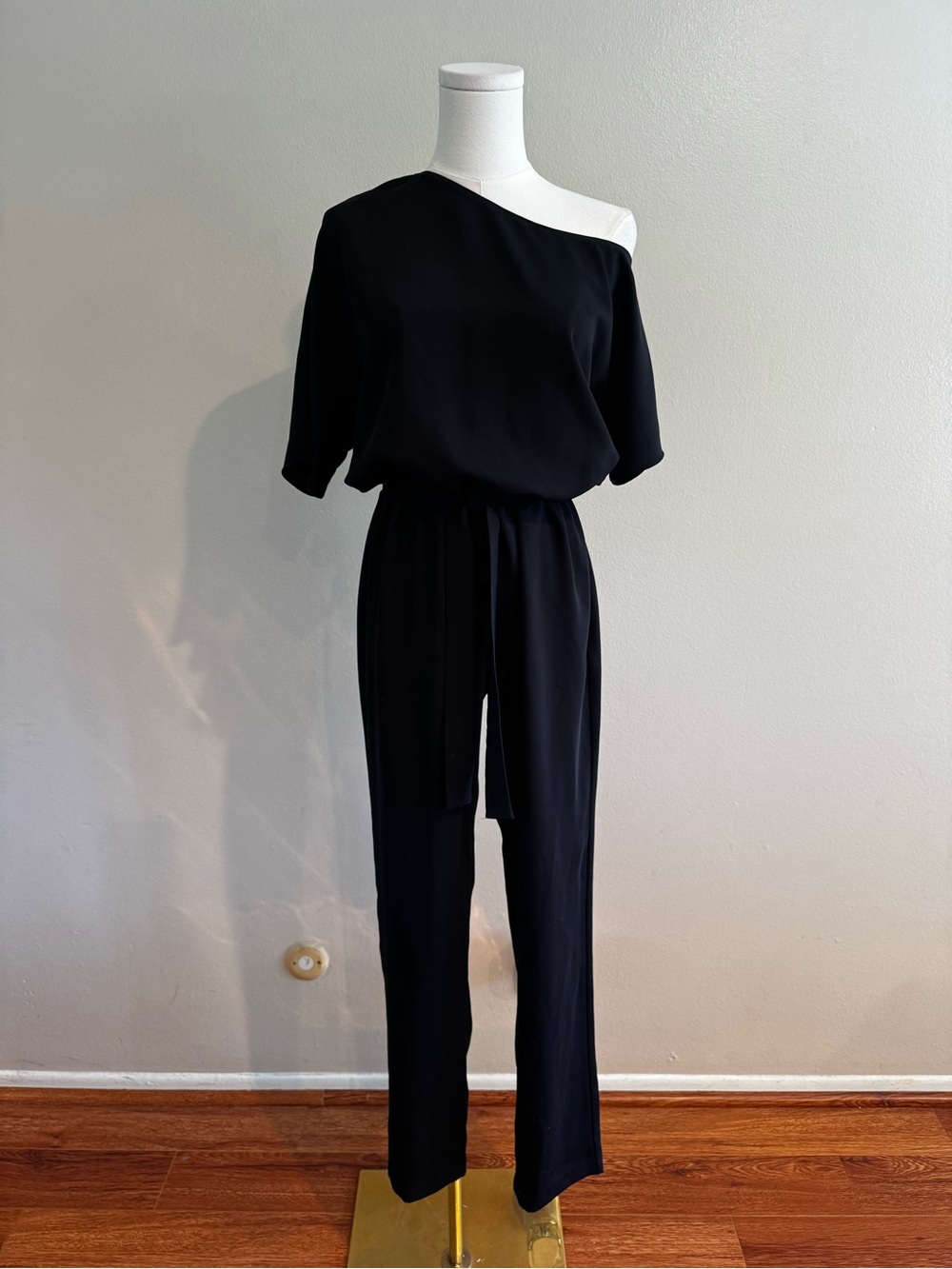 Amanda Uprichard Black One-Shoulder Jumpsuit